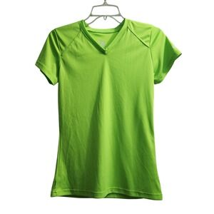 Badger Sport Ladies V Neck Short Sleeve Athletic T Shirt Lime Green XS